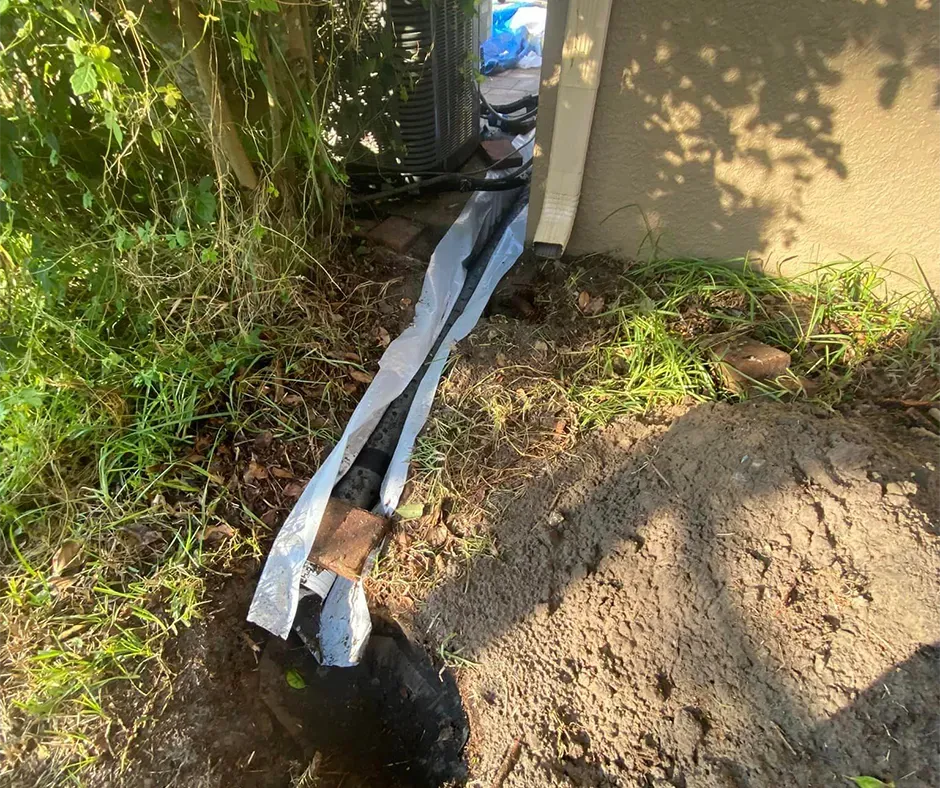 Trench Preparation for French Drain Installation in Westchester, NY Trench Preparation for French Drain Installation in Westchester, NY